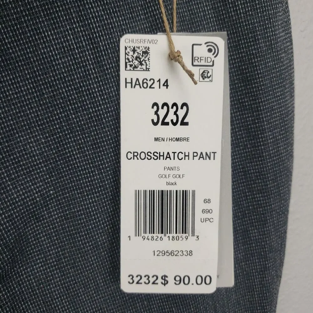 Adidas Mens Crosshatch Black Golf‎ Pants 32X32 Activewear Sportswear Outdoors